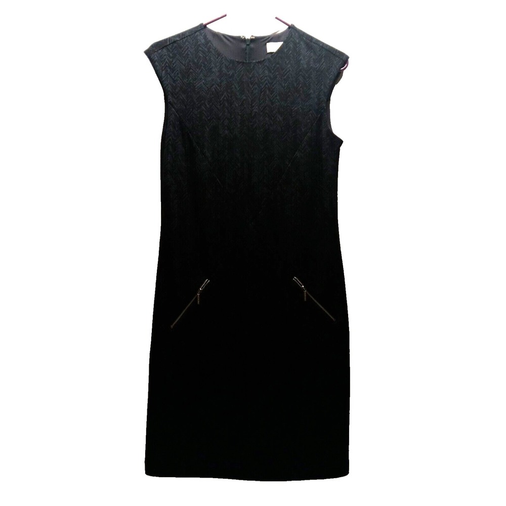 Michael Kors Sleeveless Dress Women's Small Black Grey MK Fitted Back Zip EUC